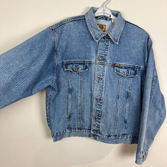 Justin Boots Denim Jean Jacket Mens XL Blue Pockets Workgear Exclusive Cotton - Picture 5 of 11